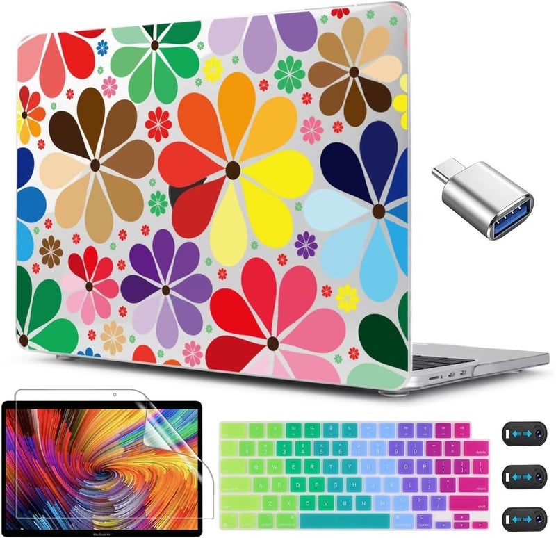 CISSOOK Compatible with MacBook Air 13.6 inch Case 2025 2024 2023 2022 Release A3240 A3113 A2681, Plastic Hard Shell Case Keyboard Cover Set for MacBook Air 13 inch M2 M3 M4, Colorful Floral - Image 1